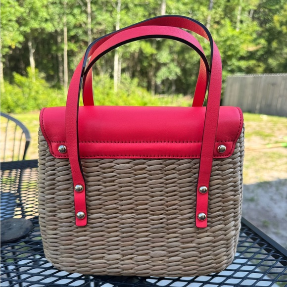 Kate Spade Luisa Straw and Red Leather Bag - Picture 2 of 12